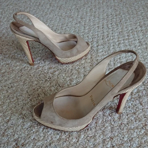 Christian Louboutin Tan Slingback Sandals